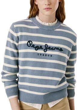 Maglia a righe blu Pepe Jeans Caprice stampata per donna