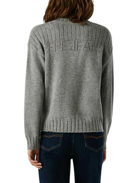 Maglia Pepe Jeans Cherice grigia con scollo a V per donna