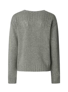 Maglia Pepe Jeans Cherice grigia con scollo a V per donna