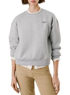 Felpa Pepe Jeans Babi grigia con collo rotondo per donna