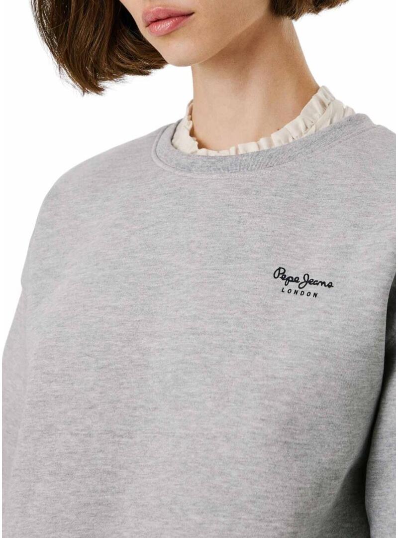 Felpa Pepe Jeans Babi grigia con collo rotondo per donna