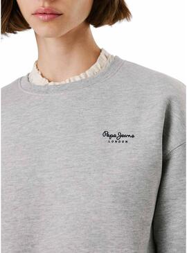Felpa Pepe Jeans Babi grigia con collo rotondo per donna