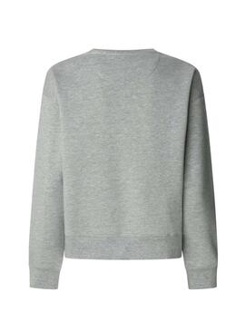 Felpa Pepe Jeans Babi grigia con collo rotondo per donna