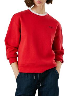 Felpa Pepe Jeans Babi girocollo rosso per donna.