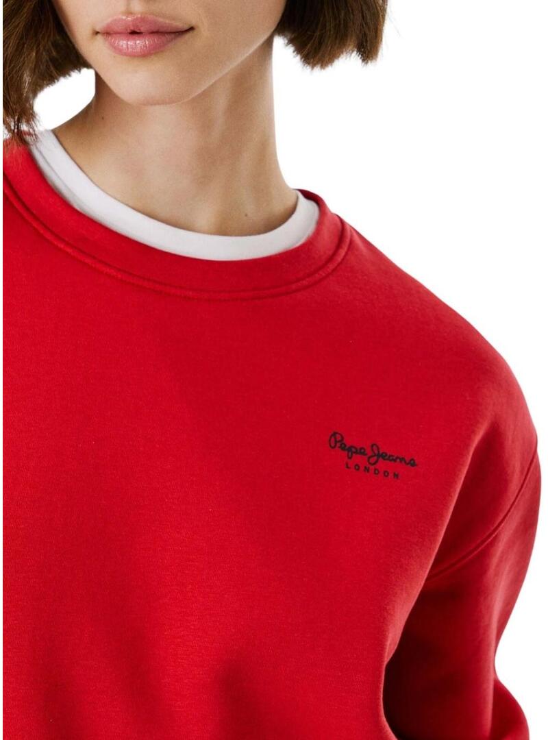 Felpa Pepe Jeans Babi girocollo rosso per donna.