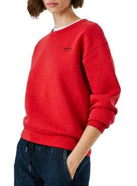 Felpa Pepe Jeans Babi girocollo rosso per donna.