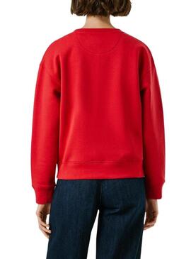 Felpa Pepe Jeans Babi girocollo rosso per donna.