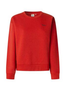 Felpa Pepe Jeans Babi girocollo rosso per donna.