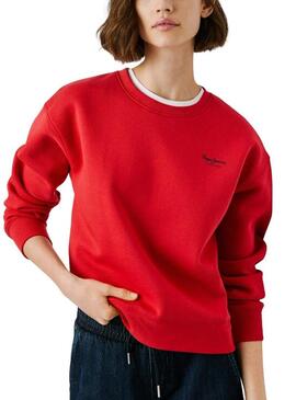 Felpa Pepe Jeans Babi girocollo rosso per donna.