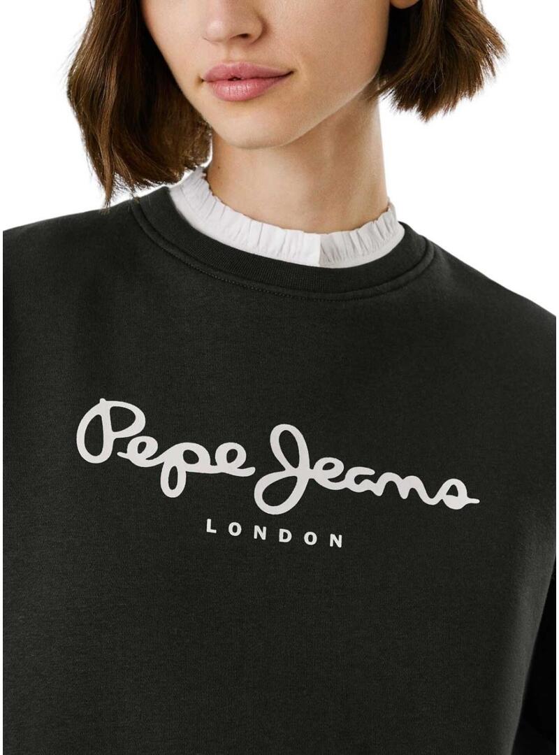 Felpa Pepe Jeans Baddy con collo tondo nera per donna