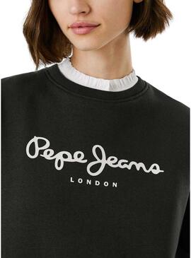 Felpa Pepe Jeans Baddy con collo tondo nera per donna