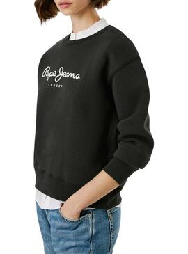 Felpa Pepe Jeans Baddy con collo tondo nera per donna