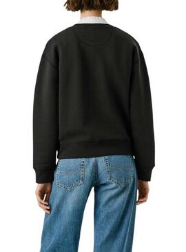 Felpa Pepe Jeans Baddy con collo tondo nera per donna