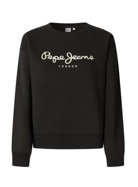Felpa Pepe Jeans Baddy con collo tondo nera per donna