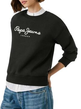 Felpa Pepe Jeans Baddy con collo tondo nera per donna
