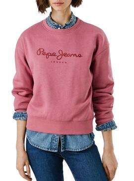 Felpa Pepe Jeans Baddy rosa con scollo rotondo per donna
