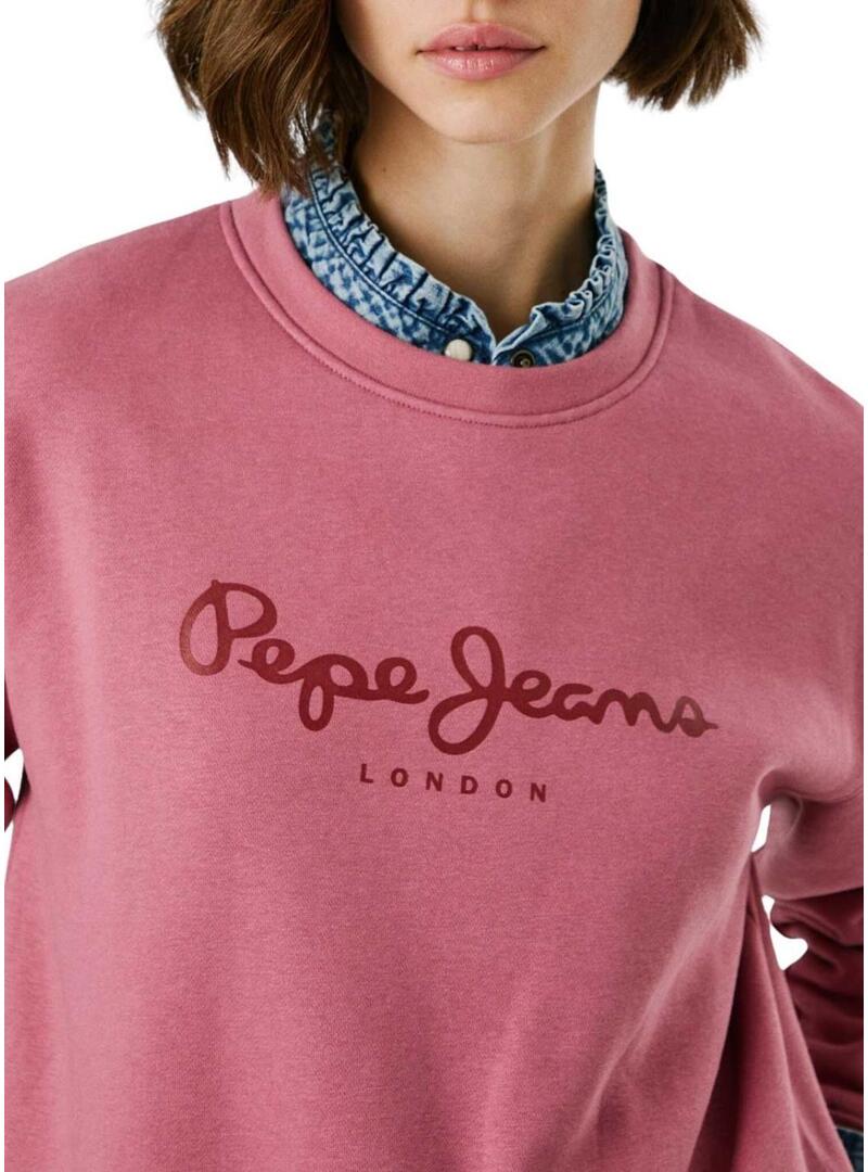 Felpa Pepe Jeans Baddy rosa con scollo rotondo per donna