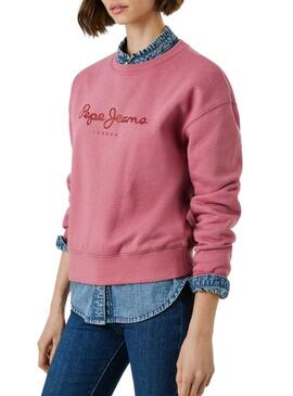 Felpa Pepe Jeans Baddy rosa con scollo rotondo per donna