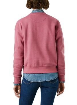 Felpa Pepe Jeans Baddy rosa con scollo rotondo per donna