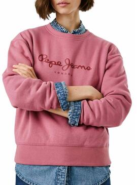 Felpa Pepe Jeans Baddy rosa con scollo rotondo per donna