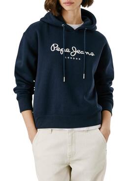 Felpa Pepe Jeans Baddy con cappuccio blu scuro per donna