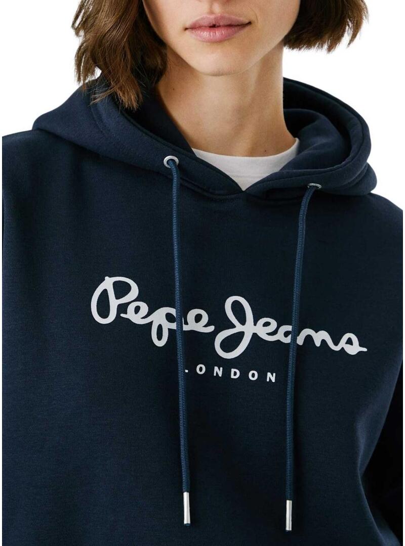 Felpa Pepe Jeans Baddy con cappuccio blu scuro per donna