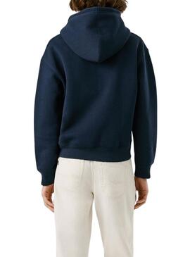 Felpa Pepe Jeans Baddy con cappuccio blu scuro per donna