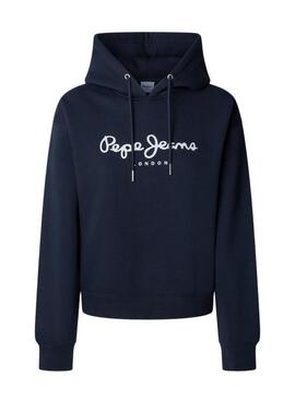 Felpa Pepe Jeans Baddy con cappuccio blu scuro per donna
