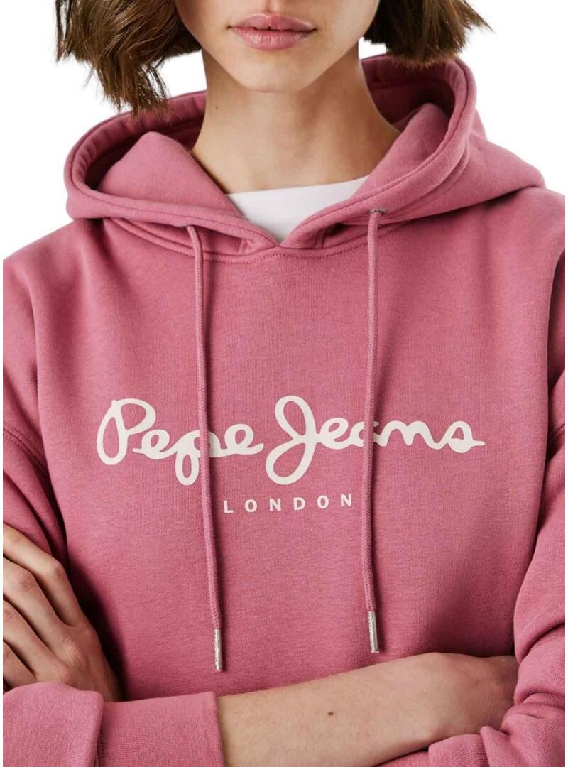 Felpa Pepe Jeans Baddy con cappuccio rosa per donna