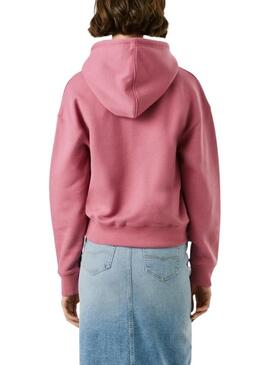 Felpa Pepe Jeans Baddy con cappuccio rosa per donna