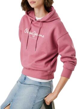 Felpa Pepe Jeans Baddy con cappuccio rosa per donna