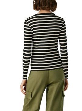 Maglietta Pepe Jeans Bani a coste a righe nere per donna.