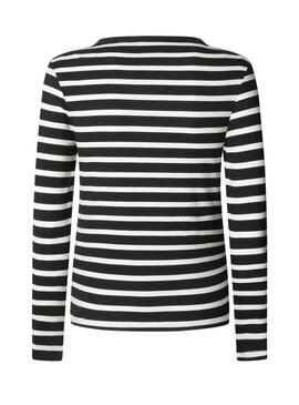 Maglietta Pepe Jeans Bani a coste a righe nere per donna.
