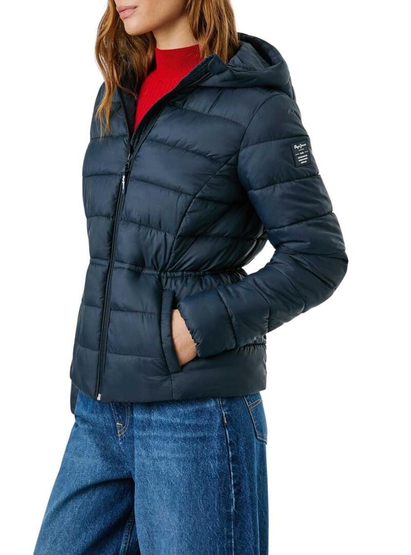 Piumino Pepe Jeans Sally corto blu marino da donna