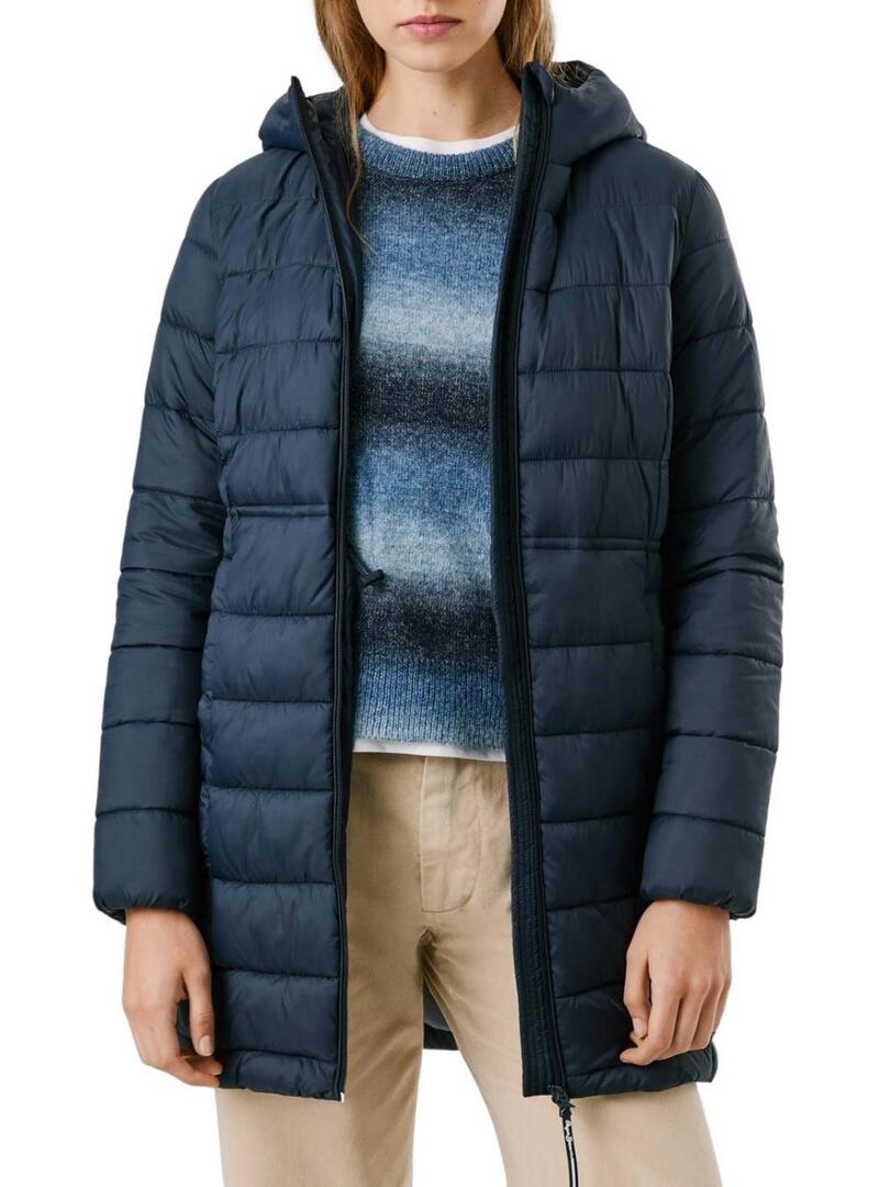 Piumino Pepe Jeans Sally lungo navy per donna