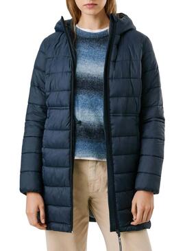 Piumino Pepe Jeans Sally lungo navy per donna