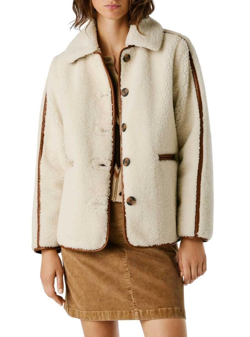Giacca Pepe Jeans in montone Truth beige per donna
