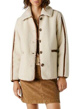 Giacca Pepe Jeans in montone Truth beige per donna