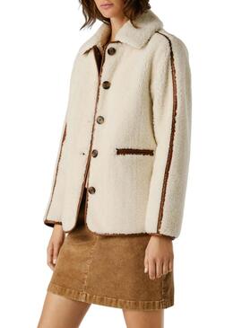 Giacca Pepe Jeans in montone Truth beige per donna