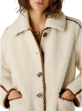 Giacca Pepe Jeans in montone Truth beige per donna