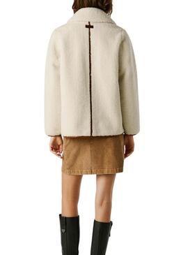 Giacca Pepe Jeans in montone Truth beige per donna