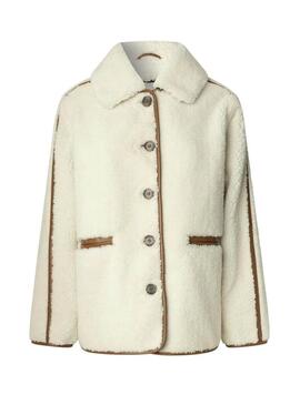 Giacca Pepe Jeans in montone Truth beige per donna