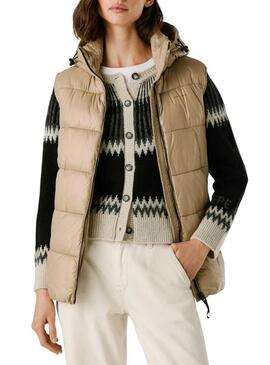 Gilet Pepe Jeans trapuntato Sussy beige impermeabile per donna