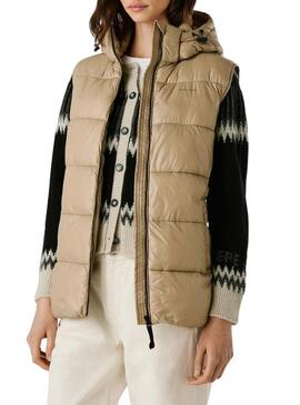Gilet Pepe Jeans trapuntato Sussy beige impermeabile per donna