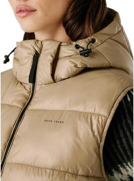 Gilet Pepe Jeans trapuntato Sussy beige impermeabile per donna