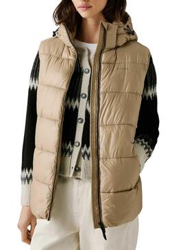 Gilet Pepe Jeans trapuntato Sussy beige impermeabile per donna