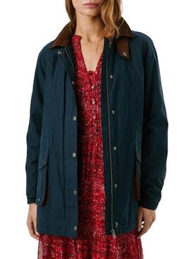 Giacca Pepe Jeans Tess impermeabile blu marino per donna