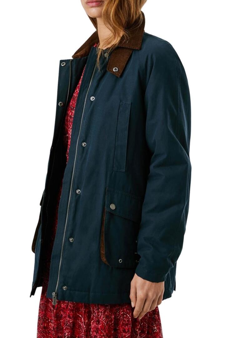 Giacca Pepe Jeans Tess impermeabile blu marino per donna