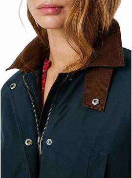 Giacca Pepe Jeans Tess impermeabile blu marino per donna