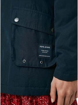Giacca Pepe Jeans Tess impermeabile blu marino per donna